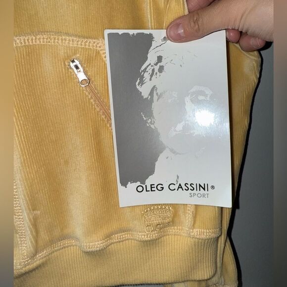 NWT Oleg Cassini Sport Butter Yellow Zip-Up Jacket Size Medium - Picture 2 of 6